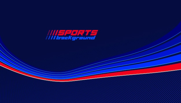 Líneas abstractas vectoriales de fondo deportivo en rotación dimensional 3D diseño dinámico rojo oscuro y azul para juegos deportivos o actividades de carreras y carreras