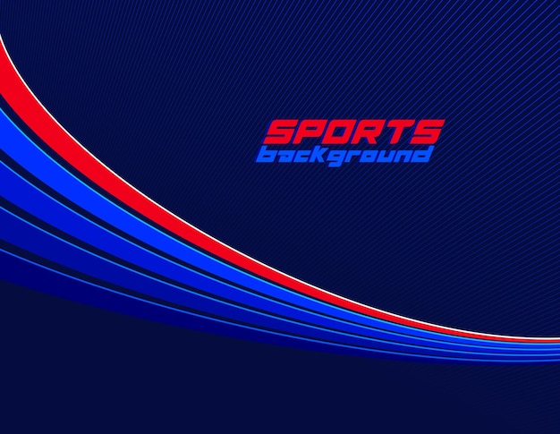Líneas abstractas vectoriales de fondo deportivo en rotación dimensional 3D diseño dinámico rojo oscuro y azul para juegos deportivos o actividades de carreras y carreras