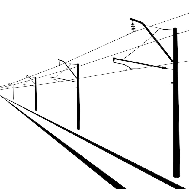 Líneas aéreas de ferrocarril Cable de contacto Ilustración vectorial