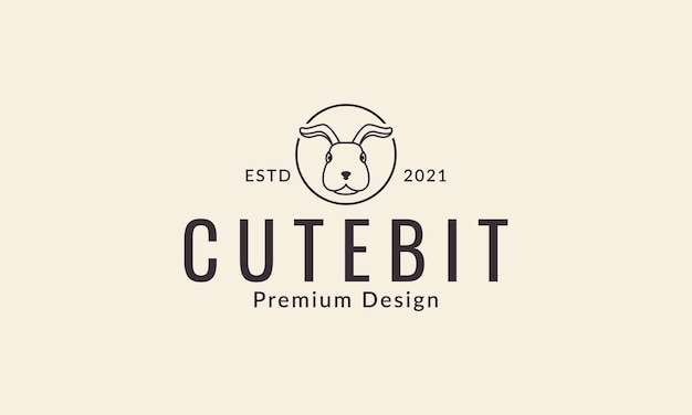 líneas animales mascotas conejo cabeza dibujos animados lindo logotipo diseño vector icono símbolo gráfico ilustración