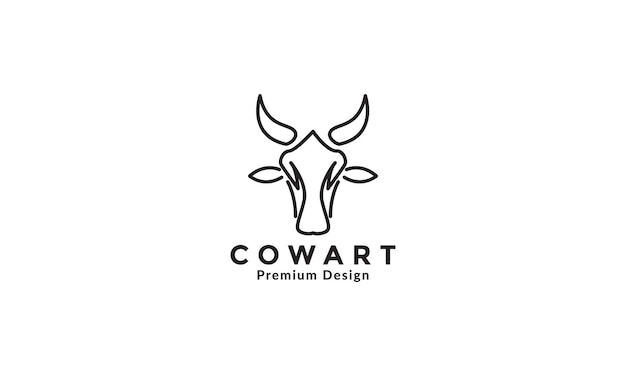 Líneas arte cabeza vaca o vacas lecheras logo vector símbolo icono ilustración diseño