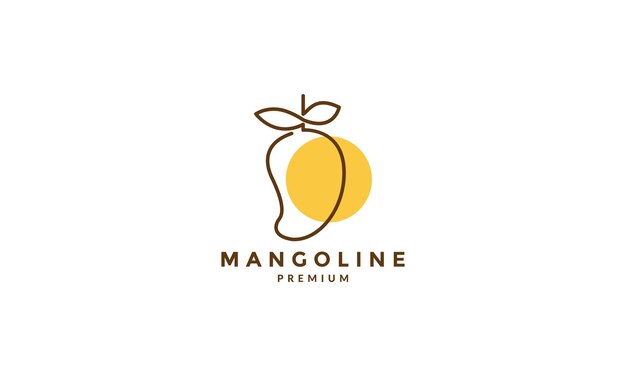 Líneas arte colorido mango fruta logo vector símbolo icono diseño gráfico ilustración