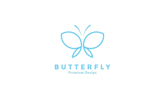 Líneas azules mariposa simple logotipo símbolo vector icono diseño gráfico ilustración