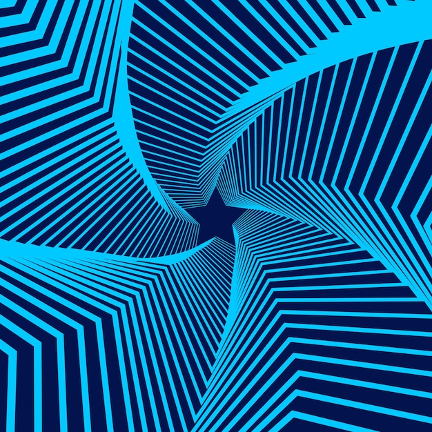 Líneas azules retorcidas Túnel 3d vectorial hecho de forma geométrica Espiral gráfica abstracta sobre un fondo oscuro