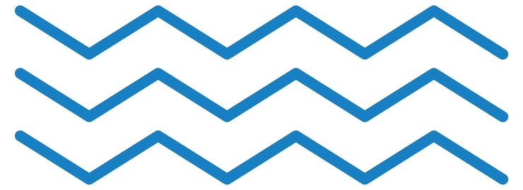 Vector líneas azules en zigzag. motivo geométrico simple aislado sobre fondo blanco.