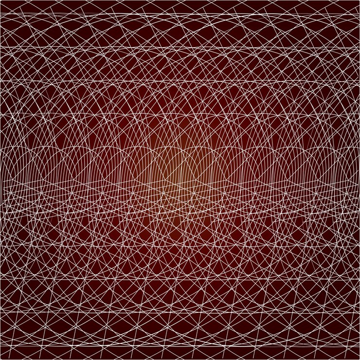 Vector líneas blancas intrincadas sobre un fondo rojo oscuro con formas abstractas