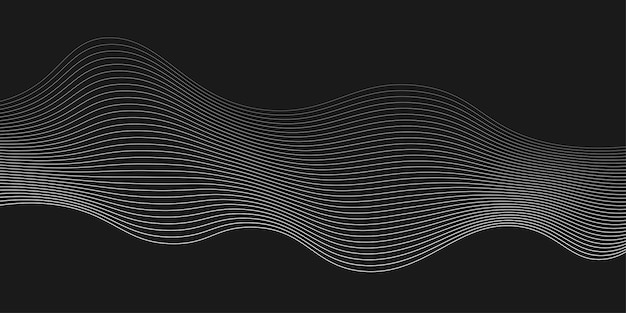 Líneas blancas de ondas abstractas modernas en fondo negro Ilustración vectorial