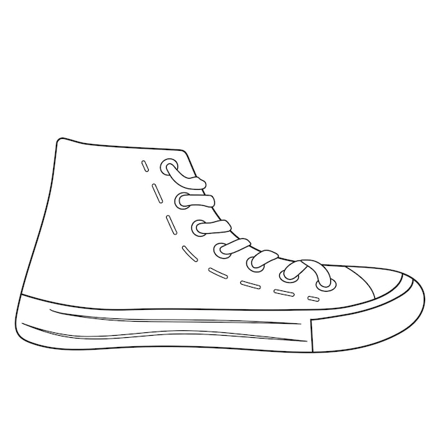 Líneas en blanco y negro elegantes cordones de zapatillasvector