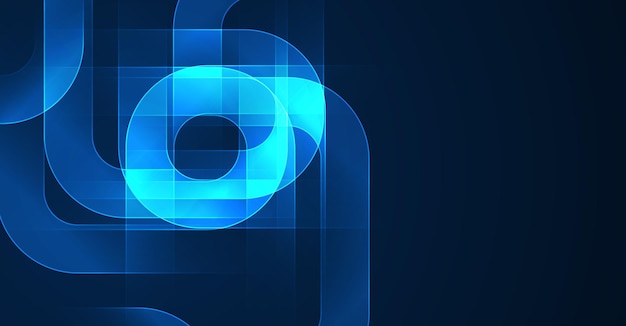 Líneas brillantes abstractas sobre fondo azul oscuro Concepto de tecnología futurista