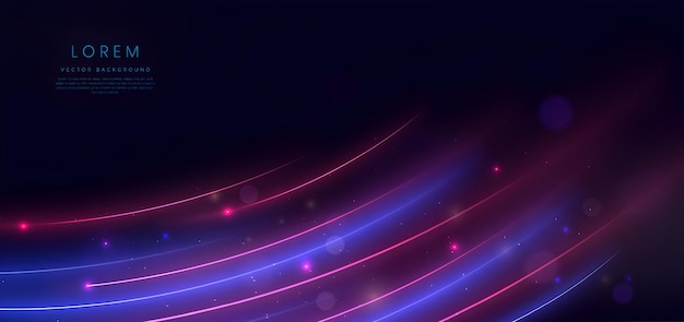 Líneas brillantes abstractas sobre un fondo azul oscuro
