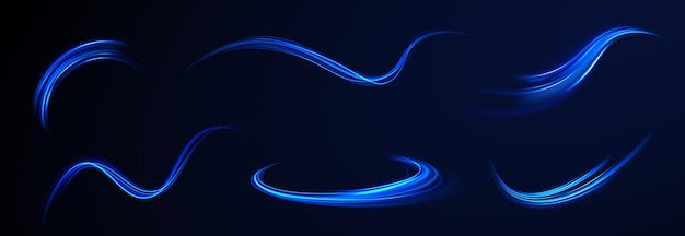 Líneas brillantes de color neón de fondo Líneas de cable de impulso de remolino de ondas brillantes Luz de alta velocidad