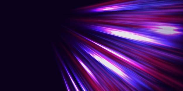 Líneas brillantes de neón Efecto de rastro de luz de alta velocidad Movimiento de velocidad mágica