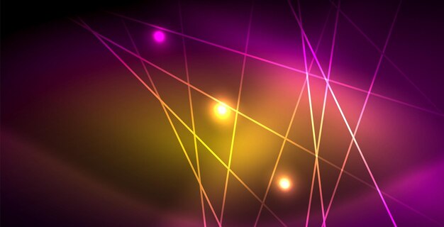 Líneas brillantes de neón energía mágica concepto de luz espacial fondo abstracto diseño de papel tapiz