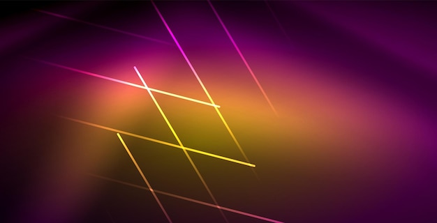 Líneas brillantes de neón energía mágica concepto de luz espacial fondo abstracto diseño de papel tapiz