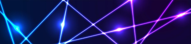 Líneas brillantes de neón ultravioleta azul estandarte de hitech