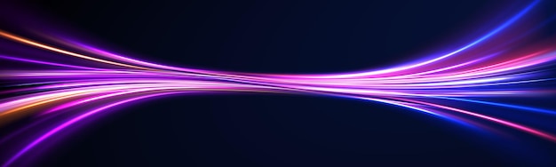 Líneas de brillo vectorial efecto de flujo de aire Ruta de luz onda de fuego Ruta de fuego línea de rastro luces de automóviles