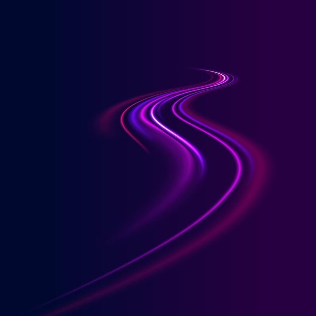 Líneas de brillo vectorial efecto de flujo de aire Ruta de luz onda de fuego Ruta de fuego línea de rastro luces de automóviles