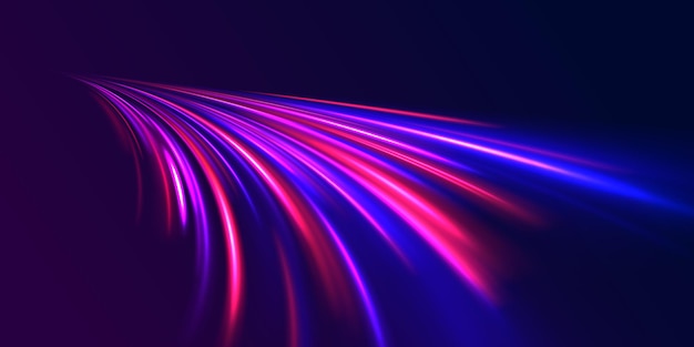 Líneas de brillo vectorial efecto de flujo de aire Ruta de luz onda de fuego Ruta de fuego línea de rastro luces de automóviles