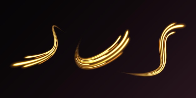 Líneas de brillo vectorial efecto de flujo de aire Ruta de luz onda de fuego Ruta de fuego línea de rastro luces de automóviles