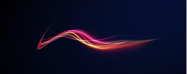 Líneas de brillo vectorial efecto de flujo de aire Ruta de luz onda de fuego Ruta de fuego línea de rastro luces de automóviles