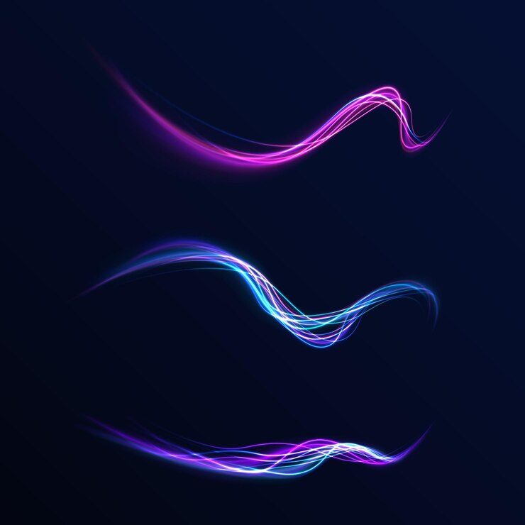 Vector líneas de brillo vectorial efecto de flujo de aire ruta de luz onda de fuego ruta de fuego línea de rastro luces de automóviles