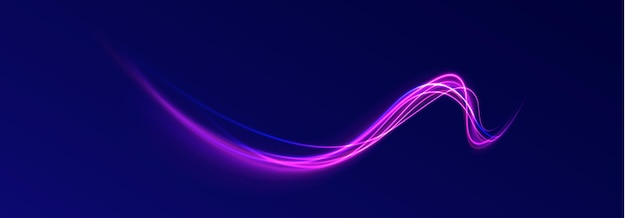 Líneas de brillo vectorial efecto de flujo de aire Ruta de luz onda de fuego Ruta de fuego línea de rastro luces de automóviles