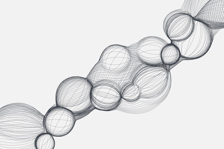 Vector líneas de burbuja de volumen de estructura metálica de tecnología onda fondo decorativo en estilo futurista