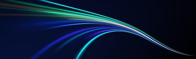 Líneas de cable de impulso de remolino de ondas brillantes Efecto de rastros de luz de alta velocidad Movimiento dinámico futurista