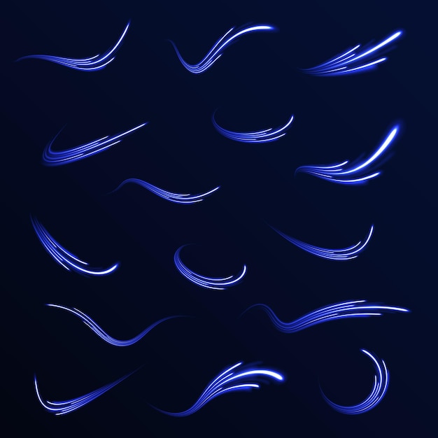 Líneas de cable de impulso de remolino de ondas brillantes Efecto de rastros de luz de alta velocidad