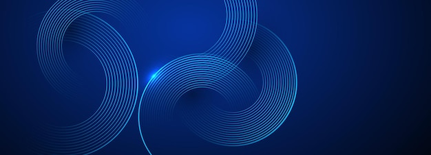 Líneas circulares azules abstractas en un fondo oscuro