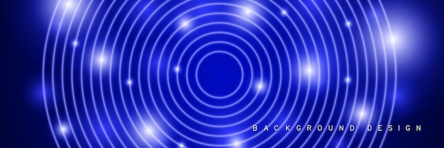 Líneas circulares brillantes abstractas en el fondo Contorno azul brillante moderno Concepto tecnológico