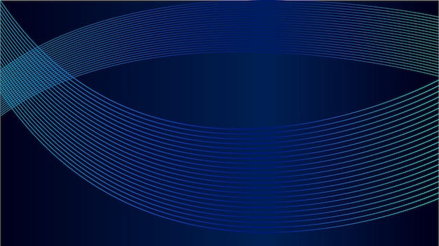 Líneas circulares brillantes abstractas sobre fondo azul oscuro Diseño de arte de línea de rayas geométricas
