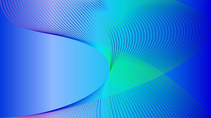 Líneas circulares brillantes abstractas sobre fondo azul oscuro Diseño de arte de línea de rayas geométricas