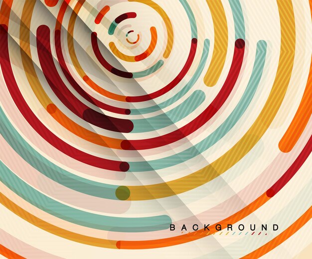 Líneas circulares círculos geométricos fondo abstracto Ilustración vectorial