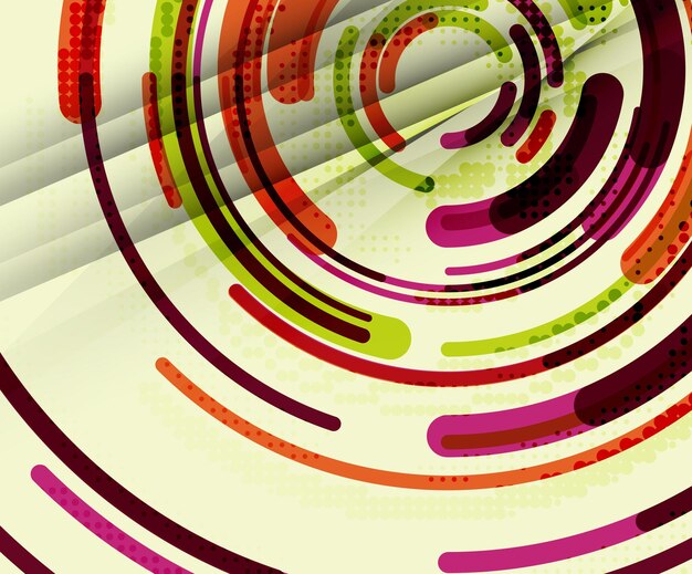 Líneas circulares círculos geométricos fondo abstracto Ilustración vectorial