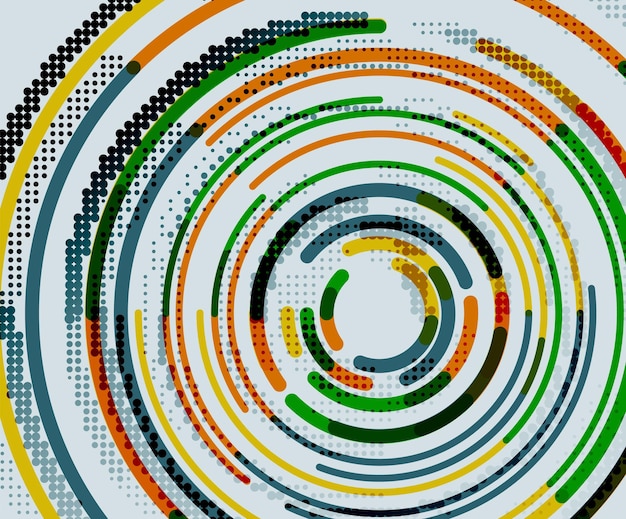 Líneas circulares círculos geométricos fondo abstracto Ilustración vectorial
