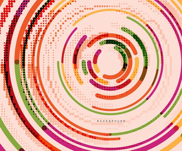 Líneas circulares círculos geométricos fondo abstracto Ilustración vectorial