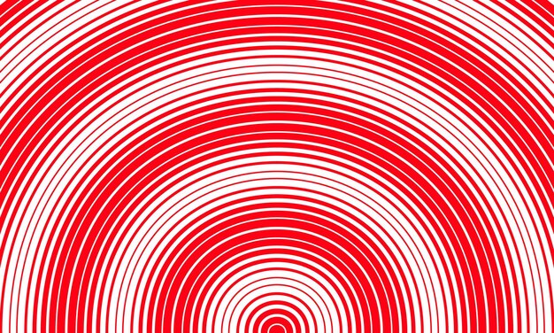 Líneas circulares concéntricas rojas y blancas Diseño abstracto