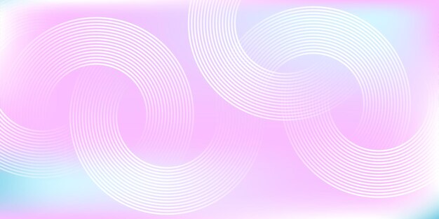 Líneas de círculo abstractas en fondo de color suave con gradiente azul y rosa