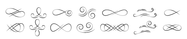 Líneas clásicas de ornamento gráfico vectorial plano Trazo de ornamento de remolino