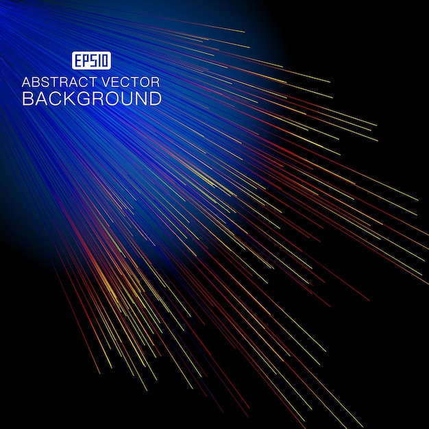Las líneas de colores forman un fondo vectorial abstracto que irradia luz