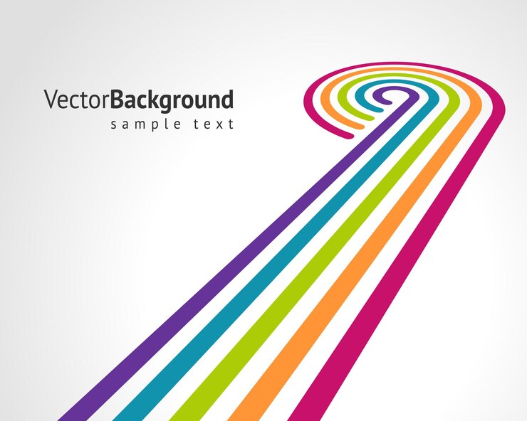 Vector líneas coloridas con círculo curvo final plantilla de fondo geométrico abstracto lugar para vector de texto