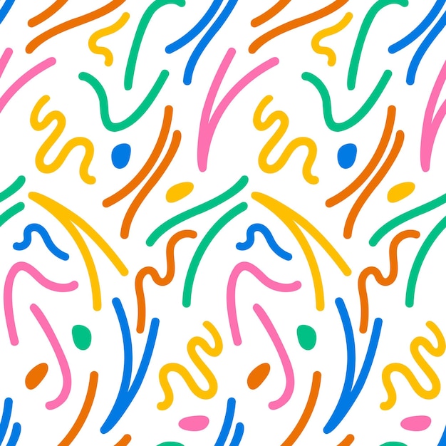 Líneas coloridas garabato ilustración vectorial de patrones sin fisuras