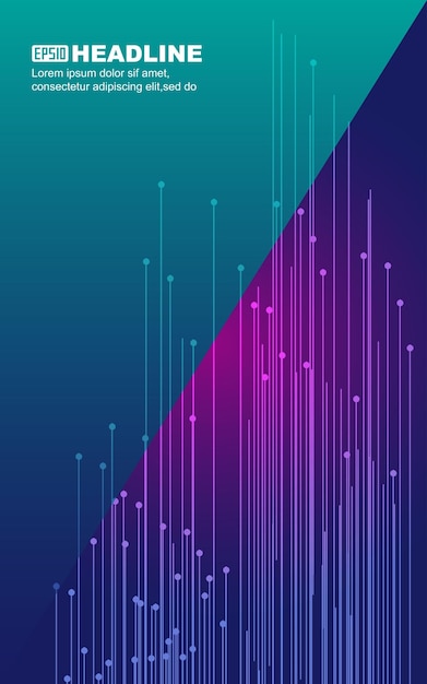 Líneas coloridas que se extienden hacia arriba fondo de vector de cartel techsavvy