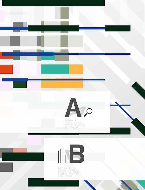 Líneas coloridas, rectángulos y rayas con opciones de infografía resumen de antecedentes