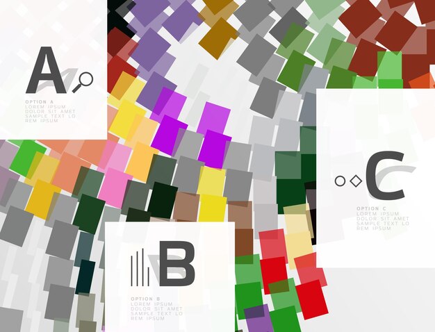 Líneas coloridas, rectángulos y rayas con opciones de infografía resumen de antecedentes