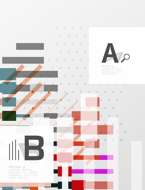 Líneas coloridas rectángulos y rayas con opciones infografías fondo abstracto