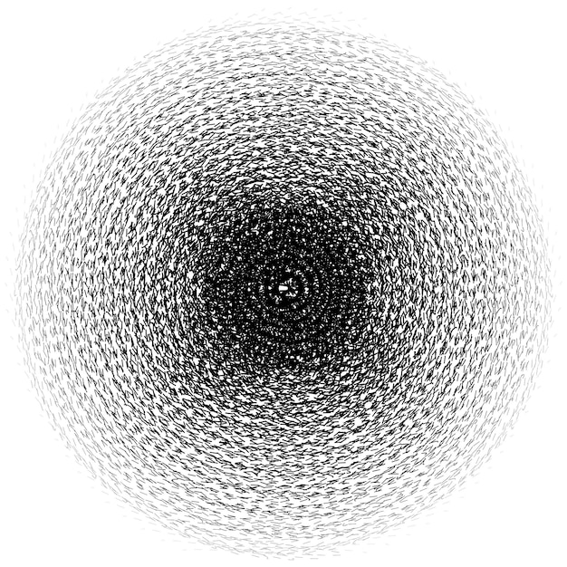 Líneas concéntricas radiantes con rayos Abstracto Fondo geométrico Círculo vectorial negro aislado