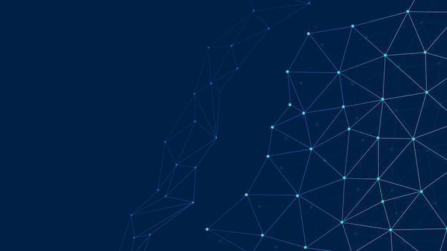 Líneas de conexión abstractas y puntos sobre fondo azul oscuro Conexión futurista de red de tecnología