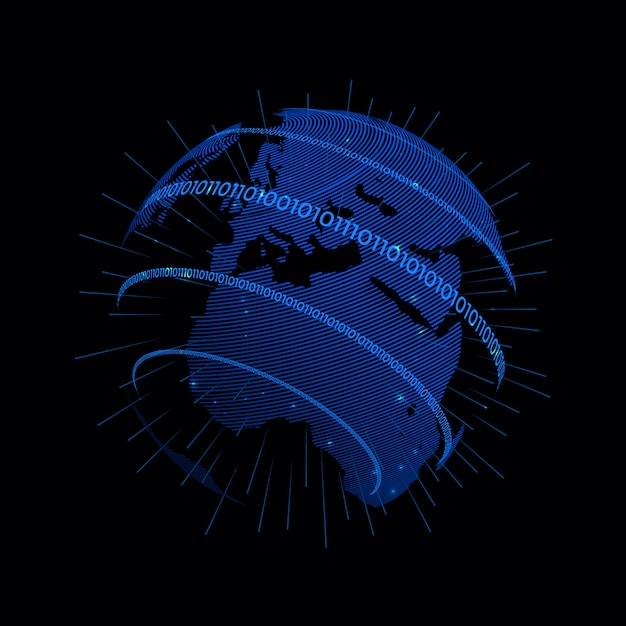 Líneas de conexión alrededor del fondo del globo terráqueo, tecnología de comunicación para negocios en internet.